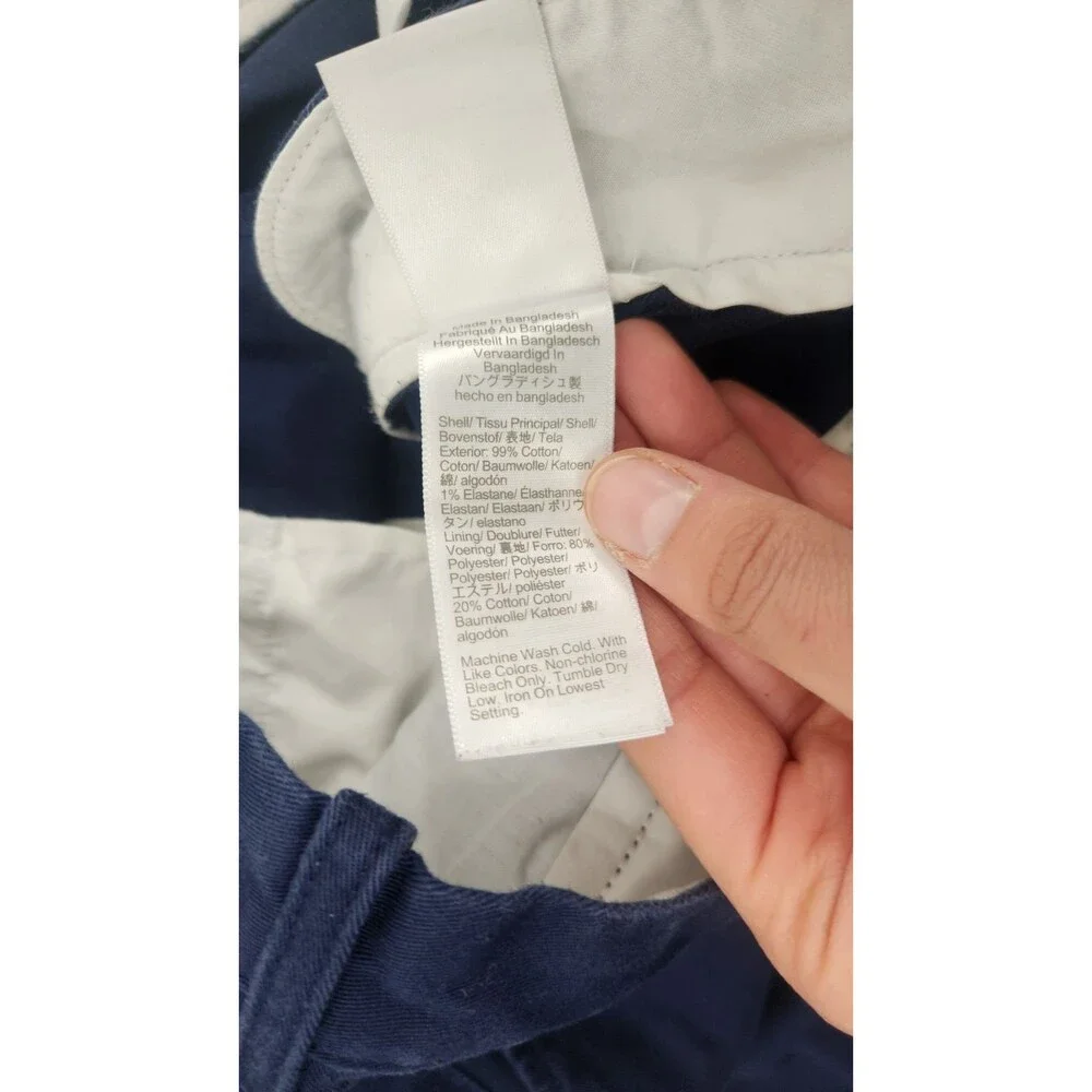J.CREW Mens 34X30 Navy‎ Blue Flex Straight Chino Cotton Pants